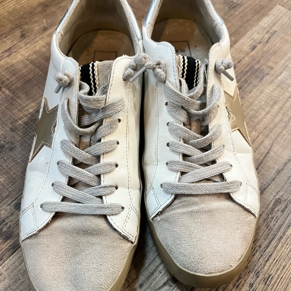Stylish White and Gold Women's Sneakers